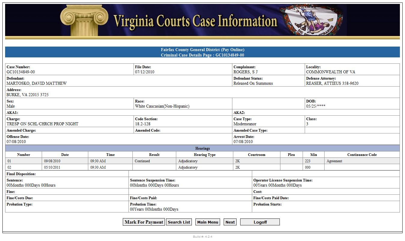 Case Information General District Court prntbl