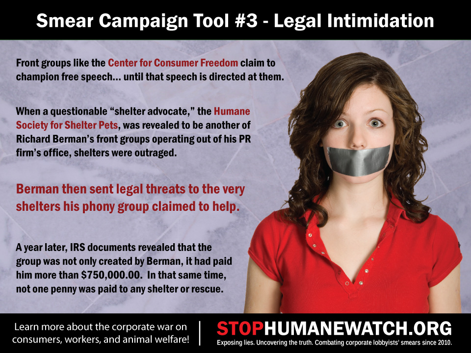 Smear Campaign Tools Exposed: Legal Intimidation • Stop HumaneWatch